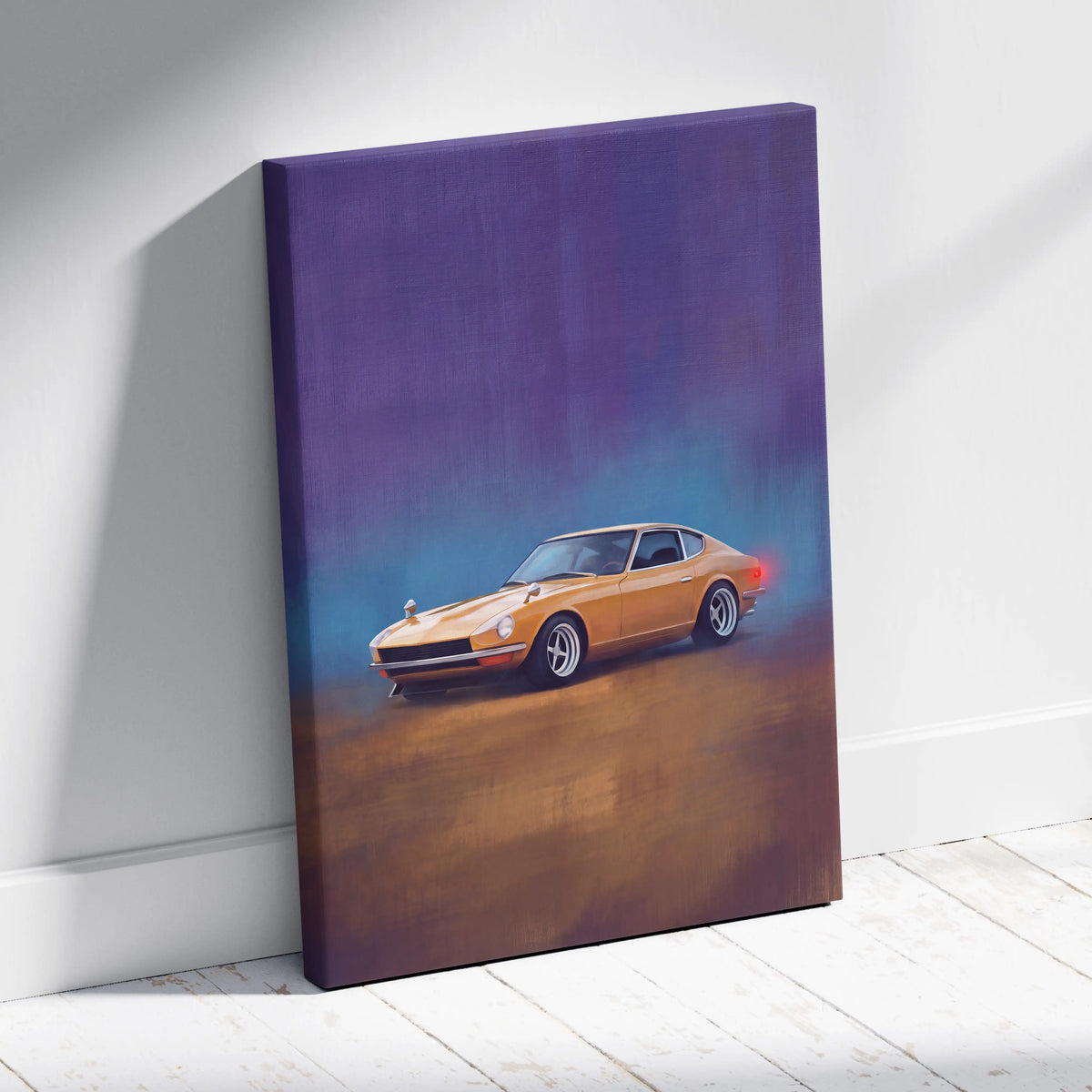 Datsun 240Z Inspired Automotive Wall Art - Classic Japanese Sports Car Canvas Painting