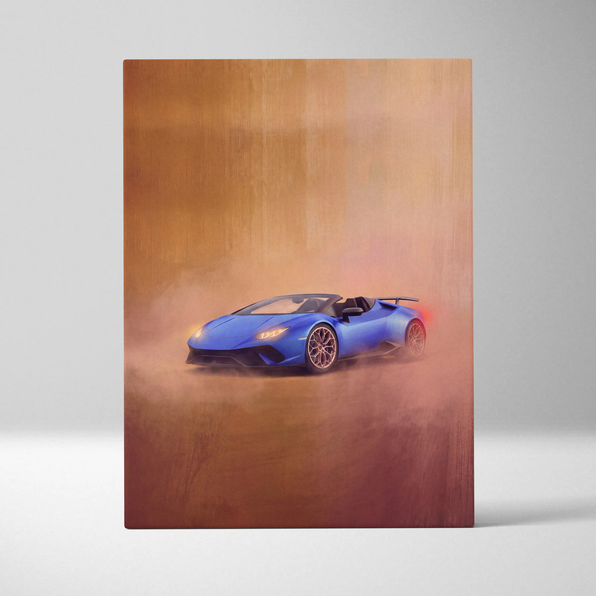 Blue Lamborghini Huracán Spyder inspired convertible art print luxury supercar canvas wall decor