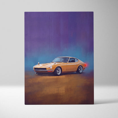 Datsun 240Z Inspired Automotive Wall Art - Classic Japanese Sports Car Canvas Painting