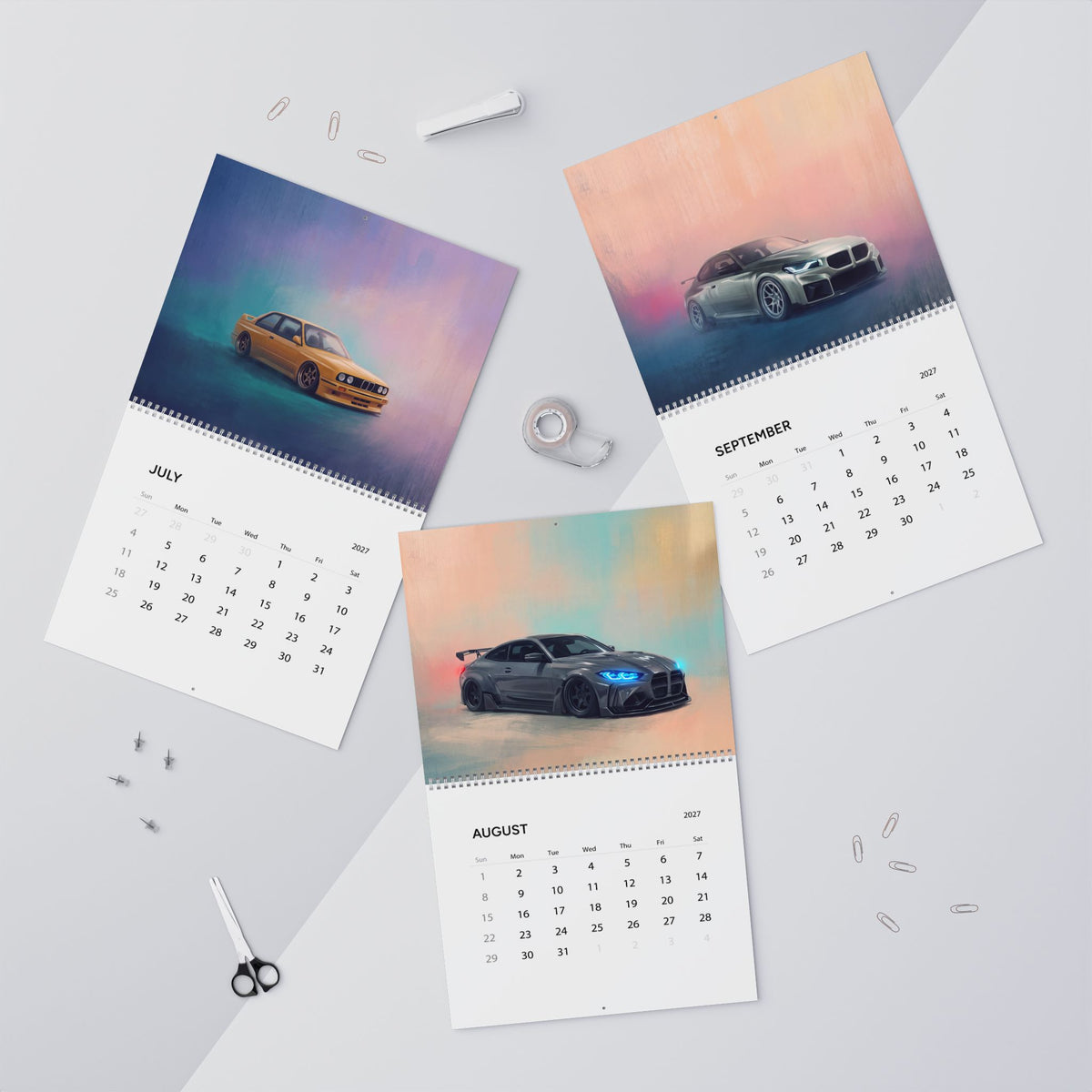 2027 Euro Car Artwork Calendar | European Sports Car Wall Calendar