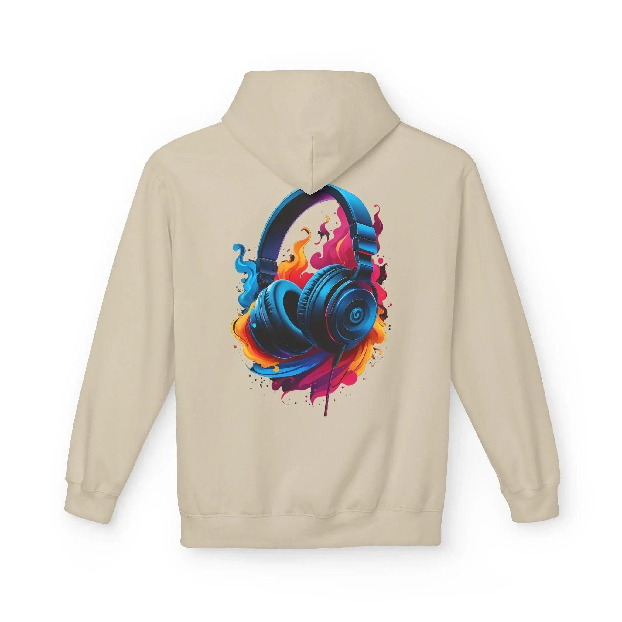 Artistic Vibes Fleece Hoodie with Headphone Design - Ultimate Comfort & Style