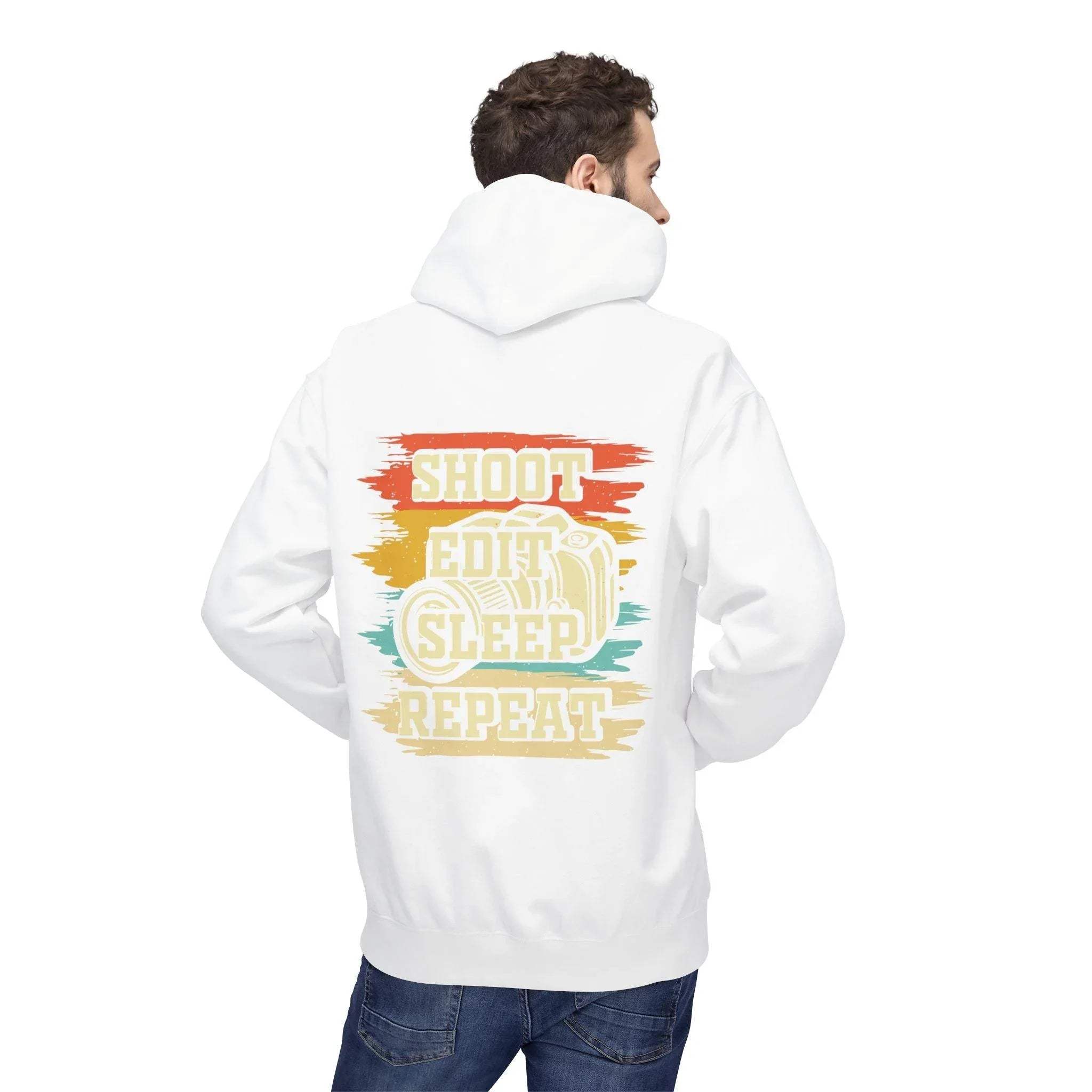 Creative Comfort: "Shoot, Edit, Sleep, Repeat" Fleece Hoodie for Trendsetters