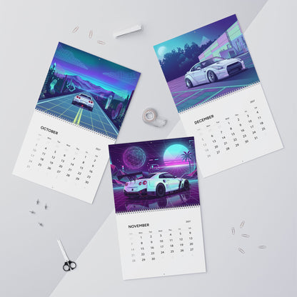2027 Nissan GT-R Inspired Vaporwave Wall Calendar – Japanese Performance Car & Retro Neon Artwork Collection