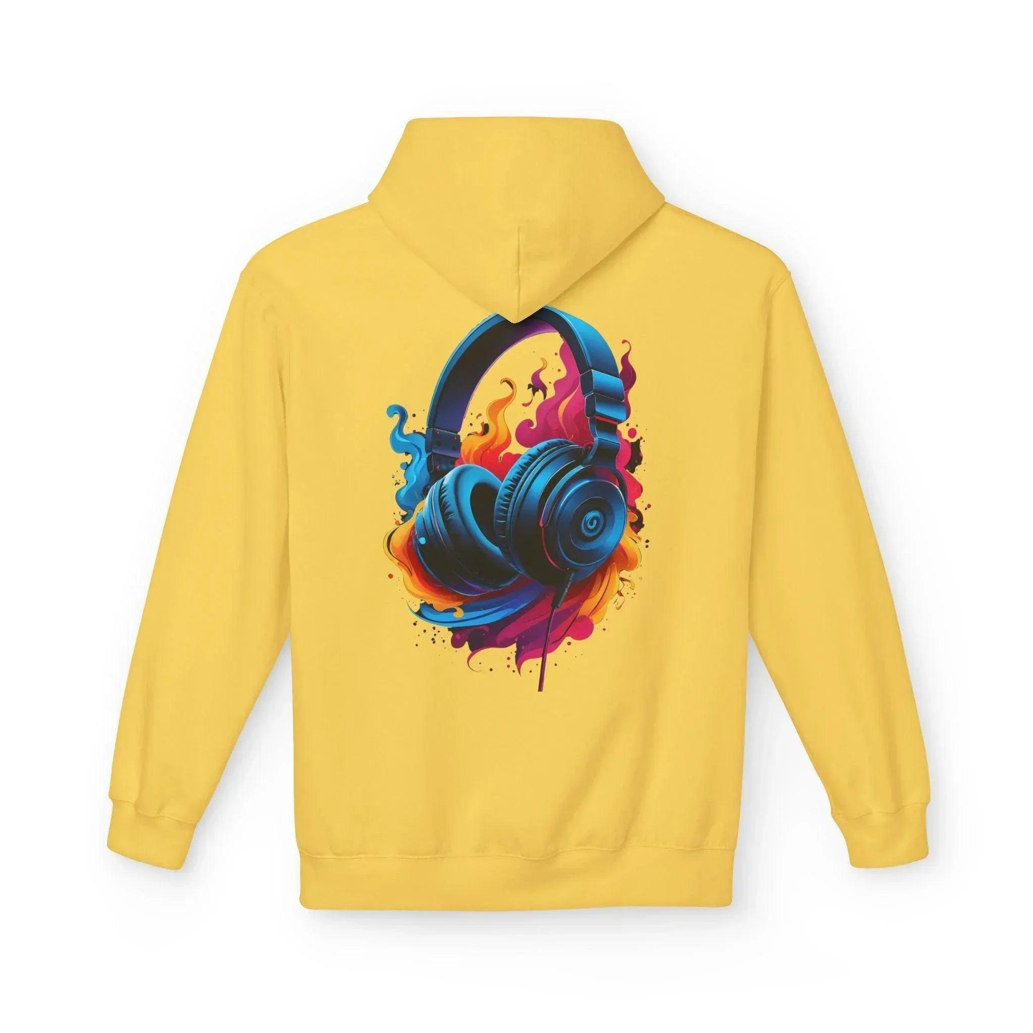 Artistic Vibes Fleece Hoodie with Headphone Design - Ultimate Comfort & Style