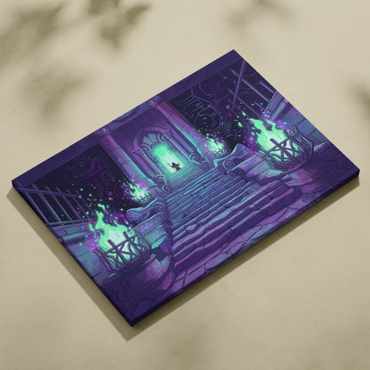Neon Gate Vaporwave Canvas - Vaporwave Portal Purple Teal Lime Living Room Neon Mystical Retro Vaporwave Canvas