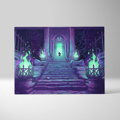 Neon Gate Vaporwave Canvas - Vaporwave Portal Purple Teal Lime Living Room Neon Mystical Retro Vaporwave Canvas