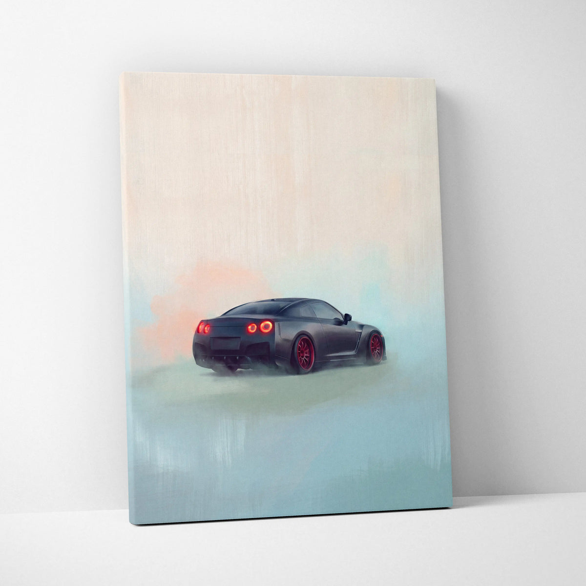 Nissan GT-R R35 Inspired Canvas Art - Matte Black Supercar Wall Decor