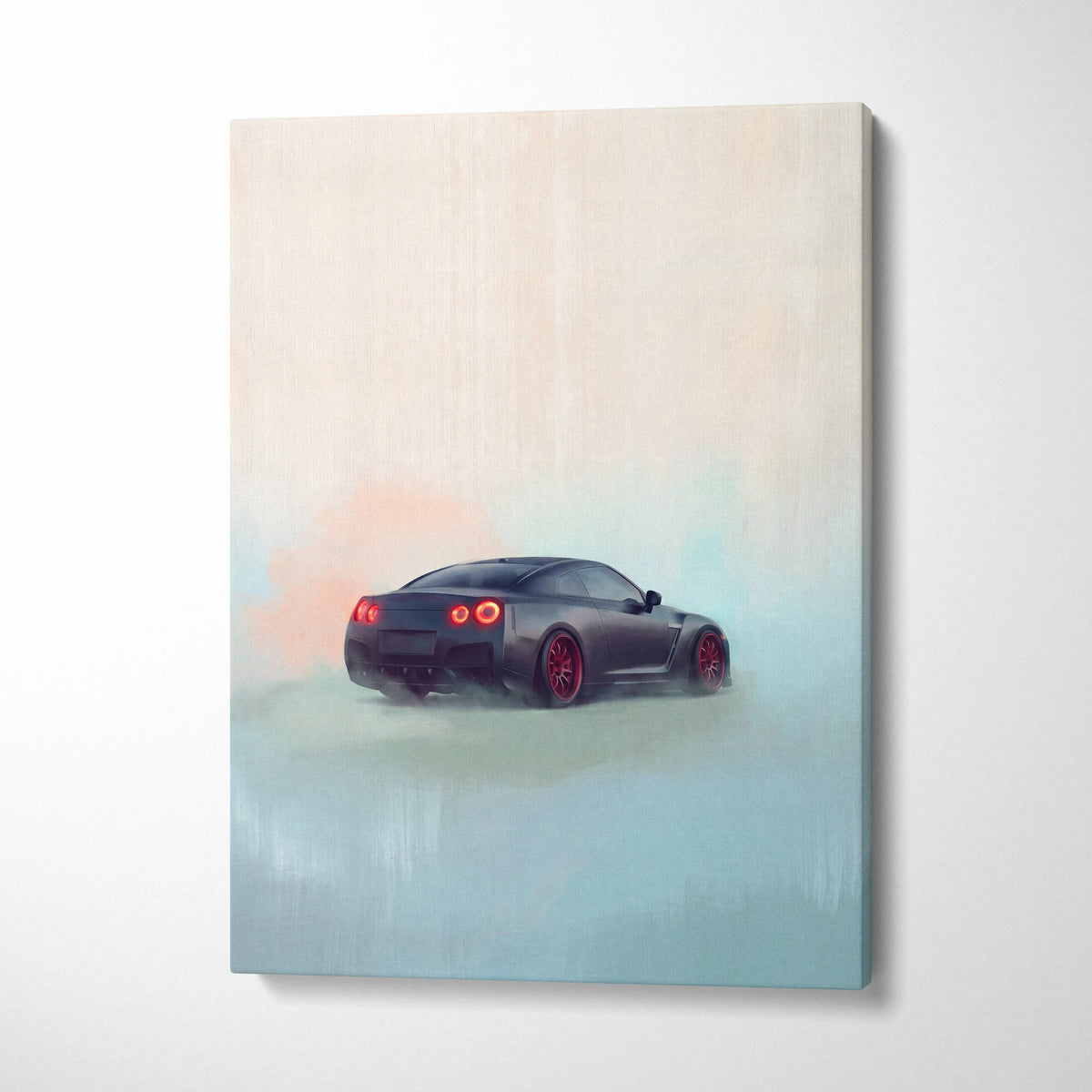 Nissan GT-R R35 Inspired Canvas Art - Matte Black Supercar Wall Decor
