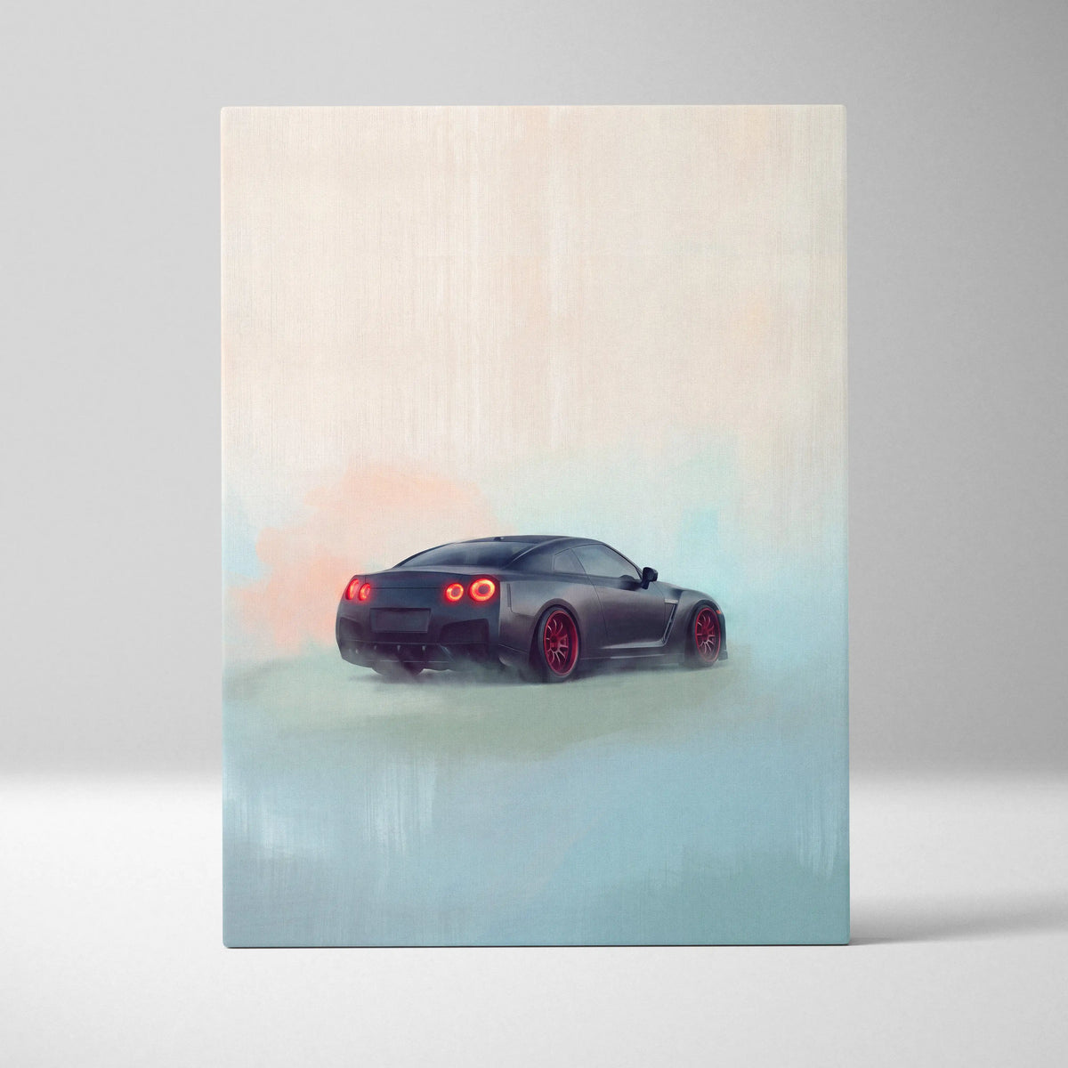 Nissan GT-R R35 Inspired Canvas Art - Matte Black Supercar Wall Decor