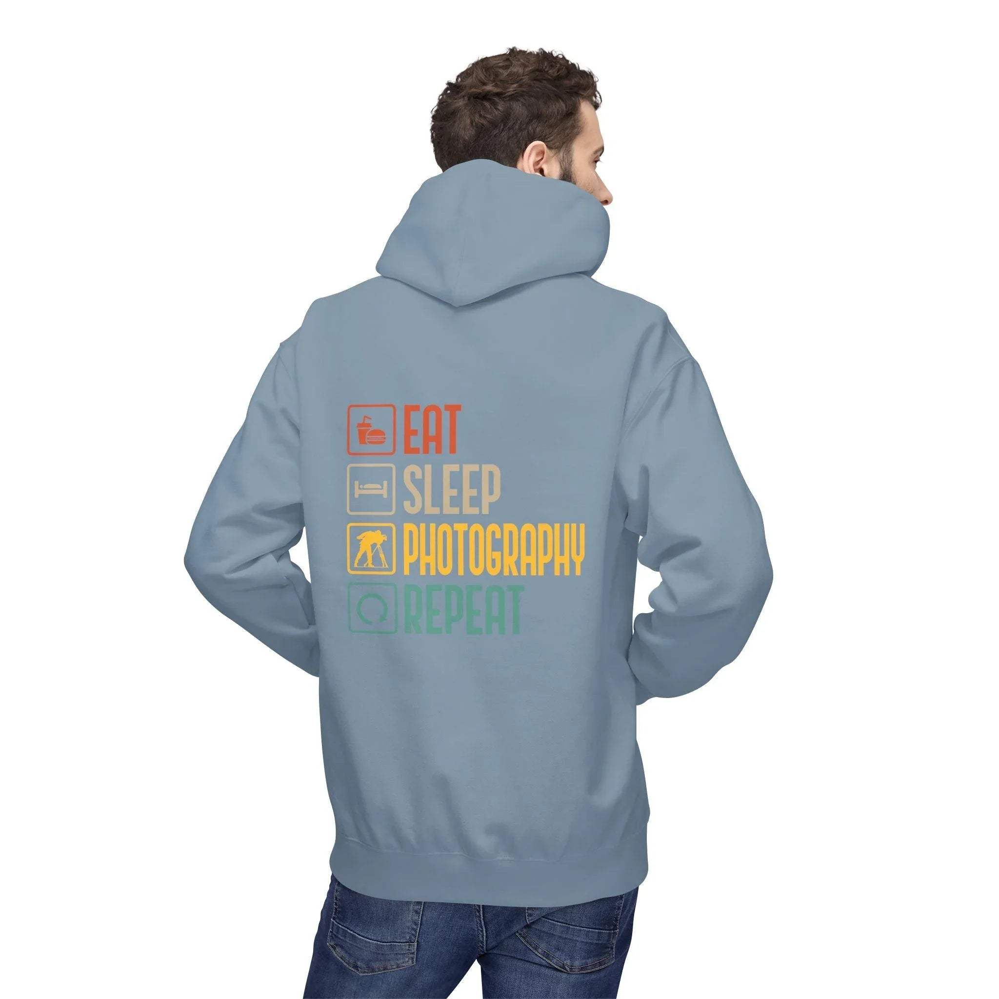 Cozy Photography Lover's Fleece Hoodie: "Eat, Sleep, Capture, Repeat"