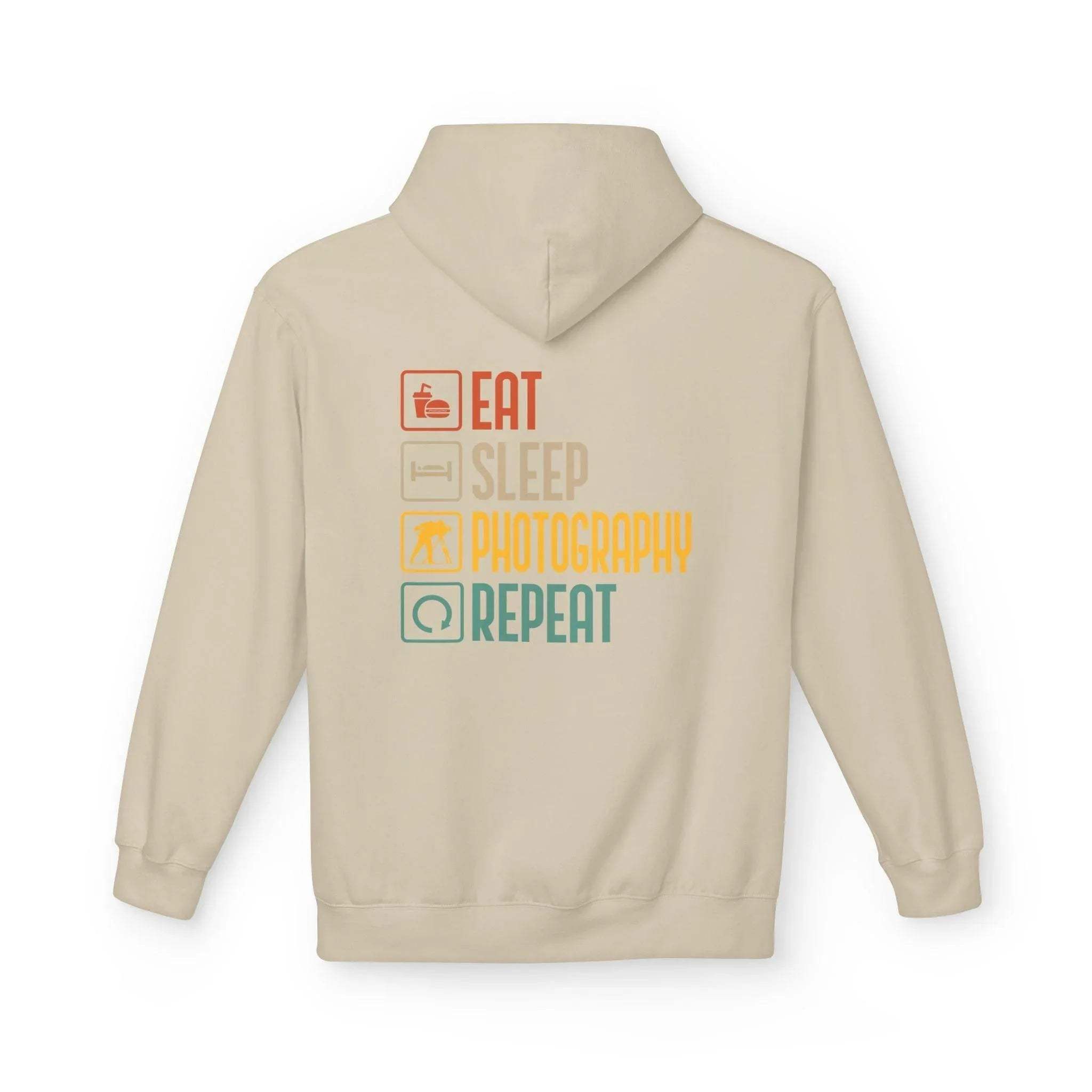 Cozy Photography Lover's Fleece Hoodie: "Eat, Sleep, Capture, Repeat"