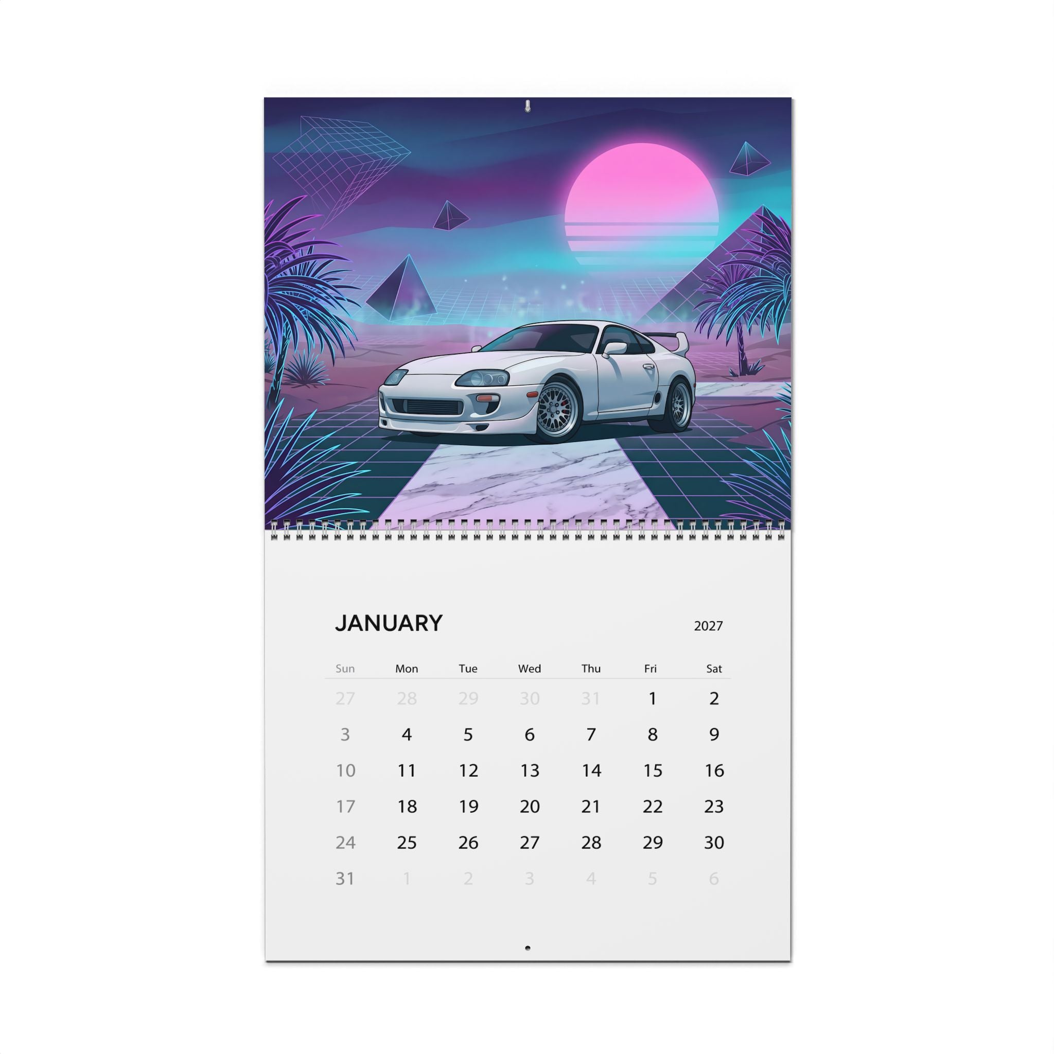 2027 JDM Vaporwave Art Calendar – Iconic Japanese Cars & Retro Futuristic Neon Artwork