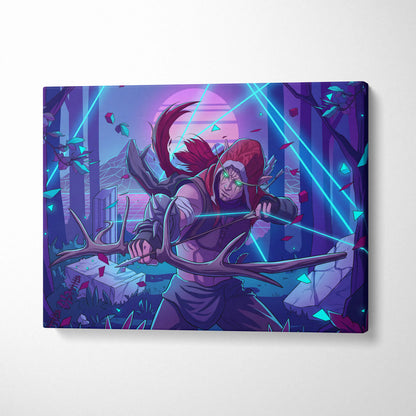 Neon Vaporwave Dream Canvas - Creature Portrait Neon Purple Cyan Vaporwave Dreamy Mood Retro Decor Canvas Print