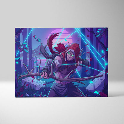 Neon Vaporwave Dream Canvas - Creature Portrait Neon Purple Cyan Vaporwave Dreamy Mood Retro Decor Canvas Print