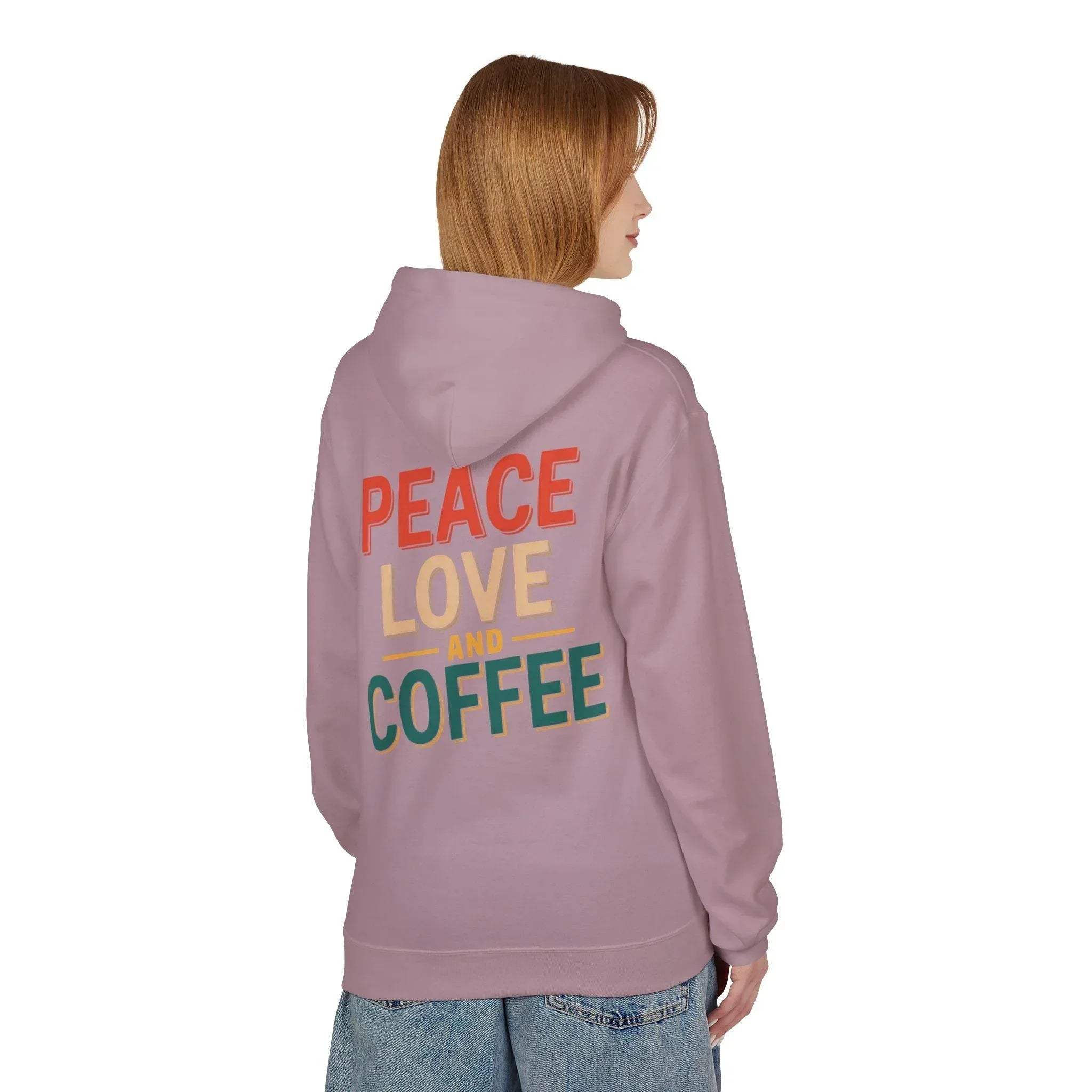 Cozy Coffee Vibes: Ultimate Peace, Love & Comfort Fleece Hoodie