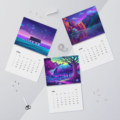 2027 Vaporwave Artwork Wall Calendar – Retro Futuristic Neon Art & Colorful Dreamscape Designs