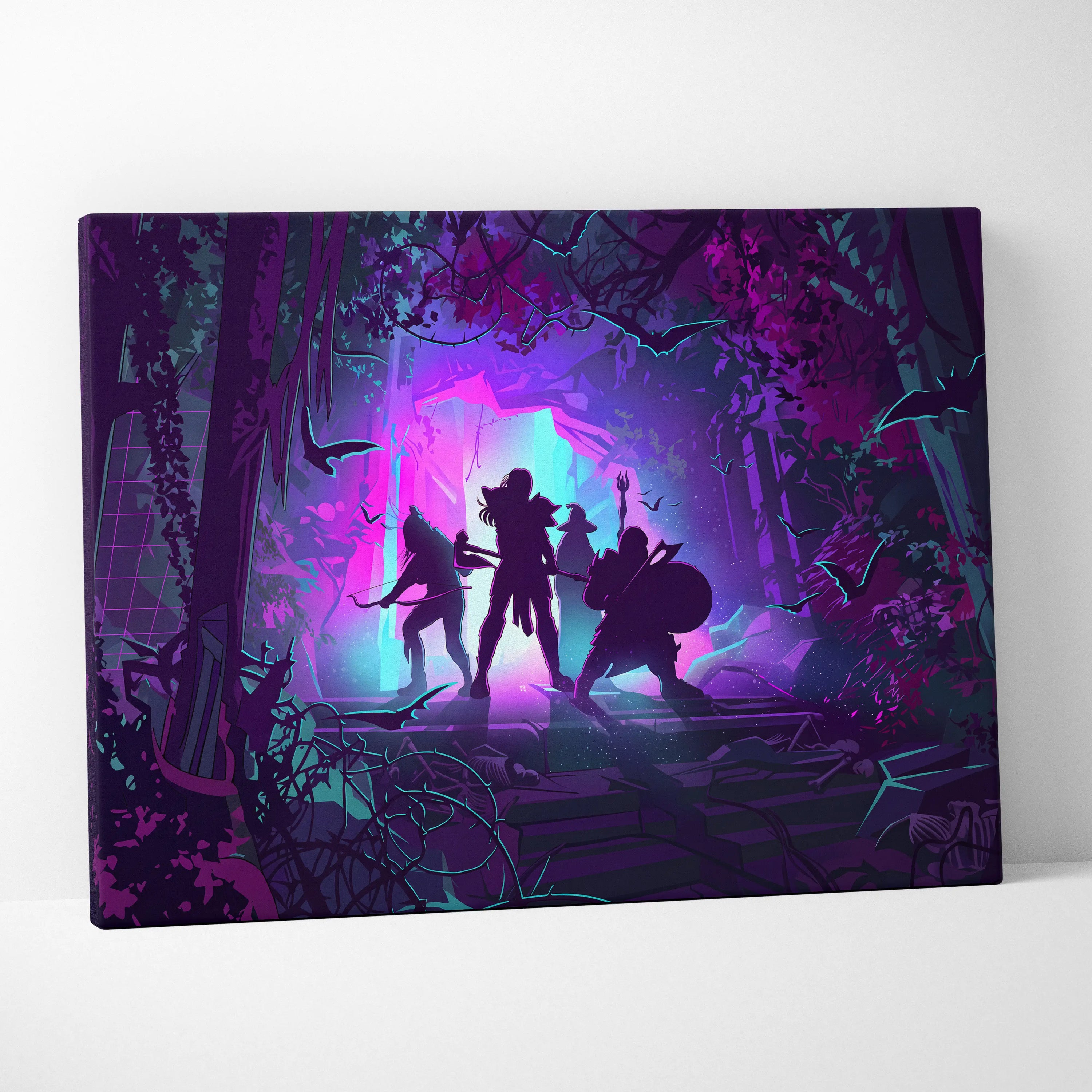 Vaporwave Neon Fantasy Canvas - Vaporwave Neon Purple Pink Living Room Retro Futurism Dreamy Neon Atmosphere Canvas Art