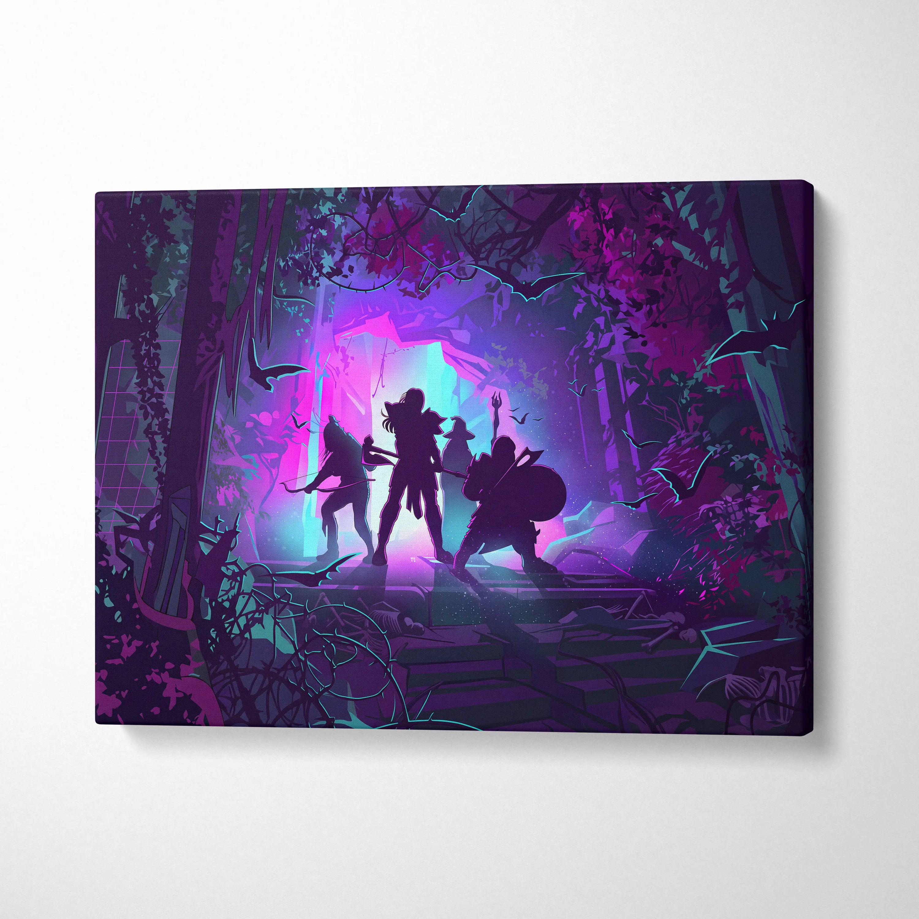 Vaporwave Neon Fantasy Canvas - Vaporwave Neon Purple Pink Living Room Retro Futurism Dreamy Neon Atmosphere Canvas Art