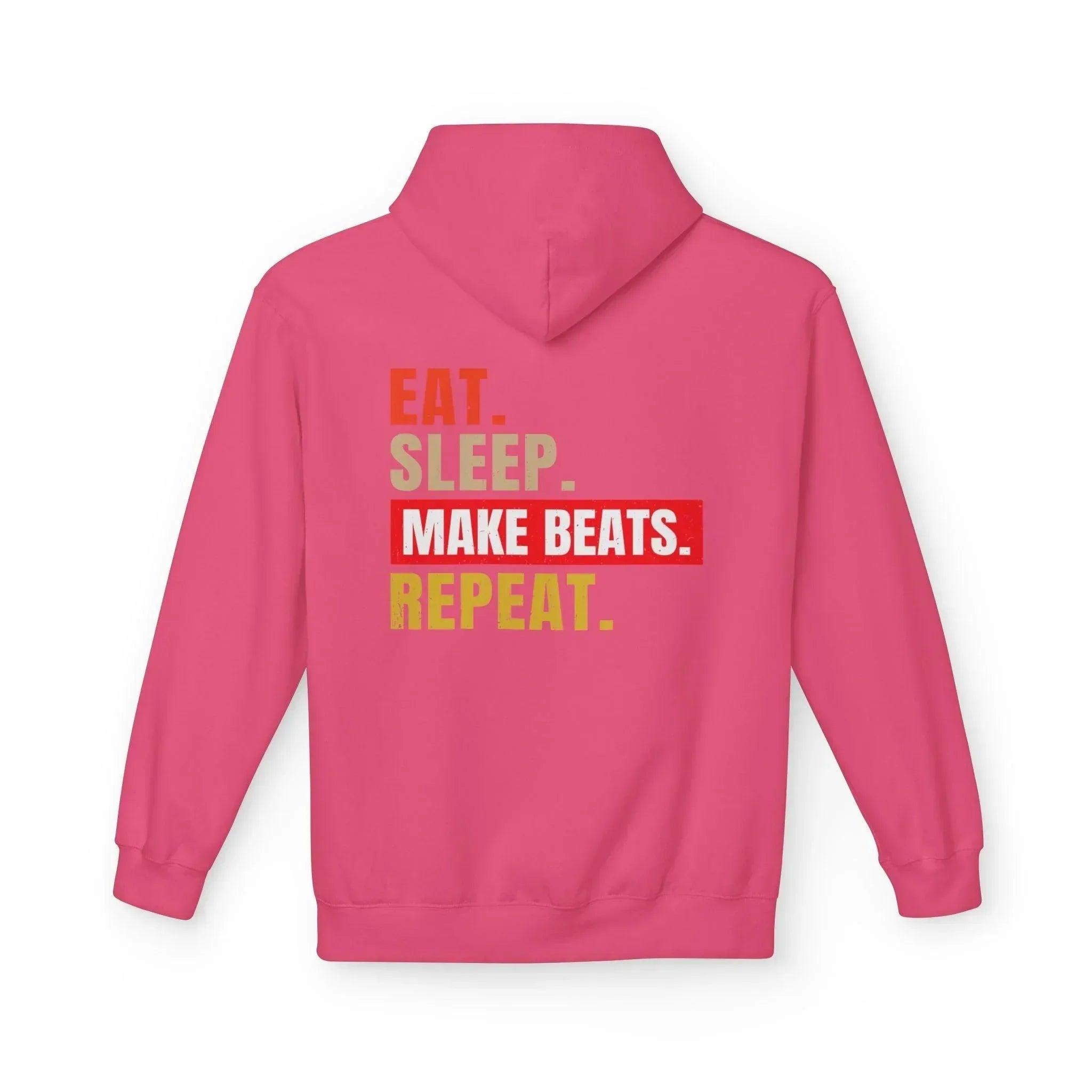 Cozy Music Producer Hoodie: 'Eat. Sleep. Make Beats. Repeat' Fleece Design