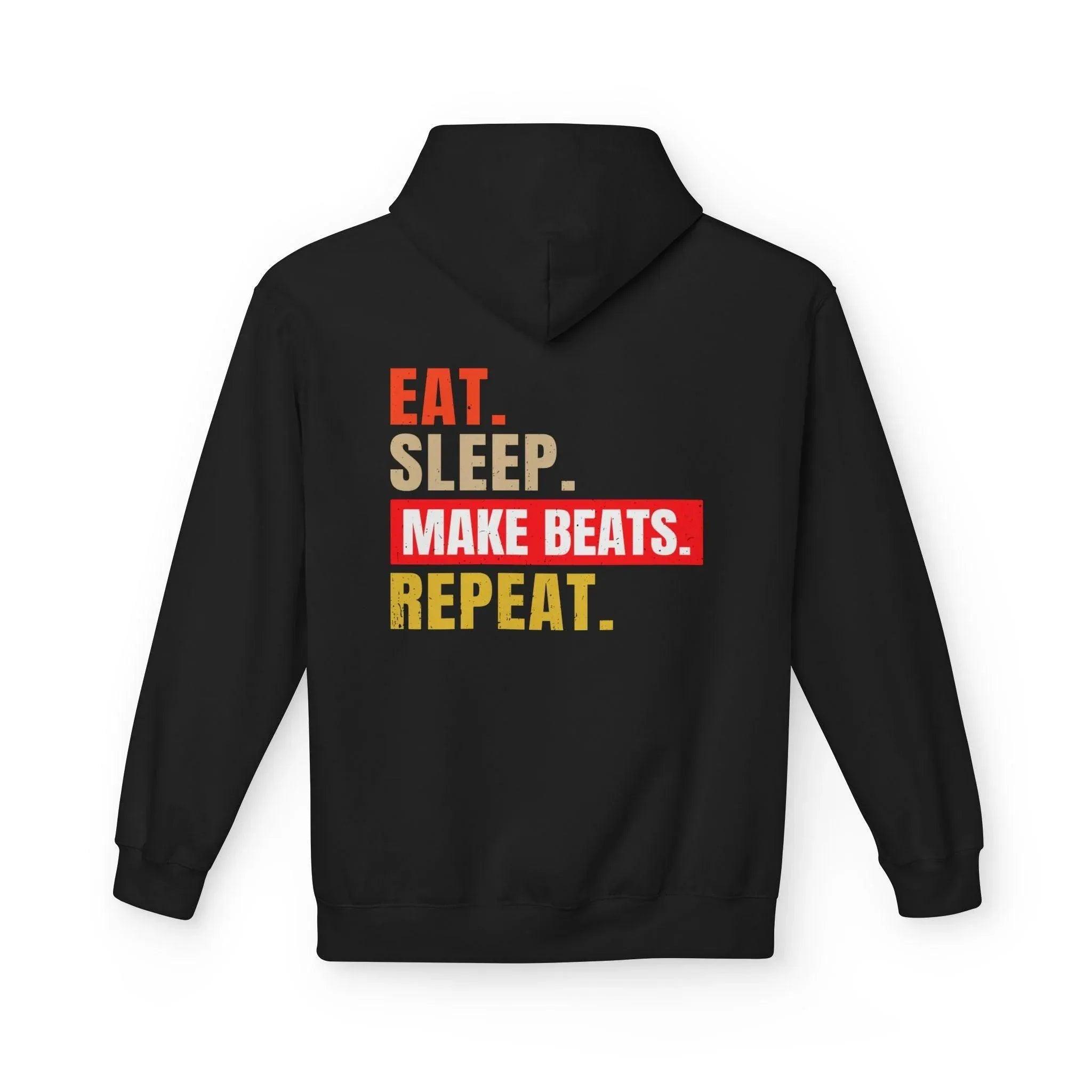Cozy Music Producer Hoodie: 'Eat. Sleep. Make Beats. Repeat' Fleece Design