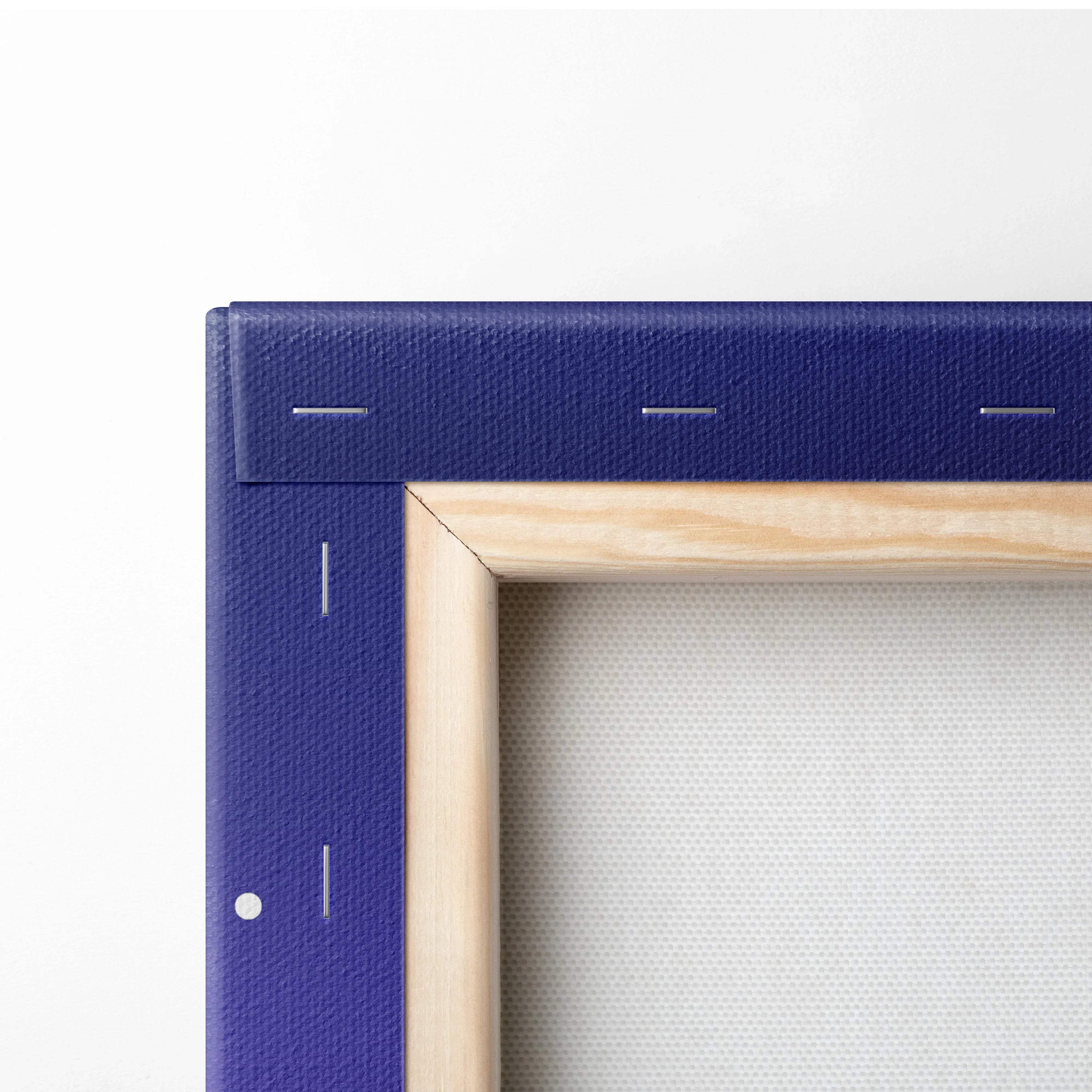 Blue textured canvas frame with light wood border for Pastel Twilight Hills art
