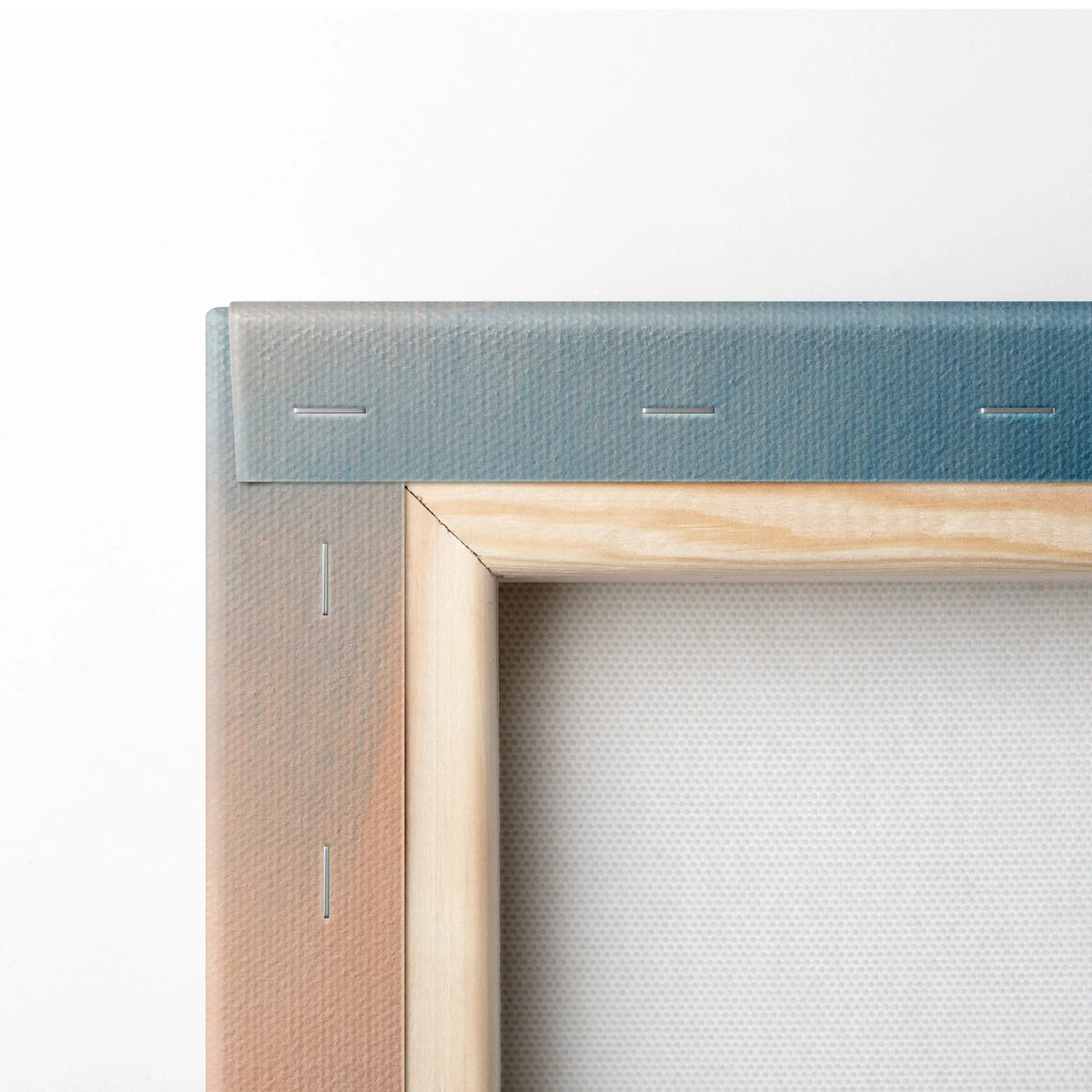 Pagani Huayra Roadster inspired minimalist canvas art with light wood frame and textured teal and peach fabric backing