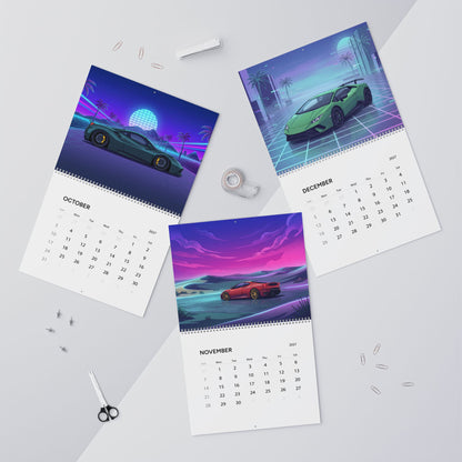 2027 Luxury Supercar Vaporwave Calendar – Exotic Performance Cars & Neon Dreamscape Artwork