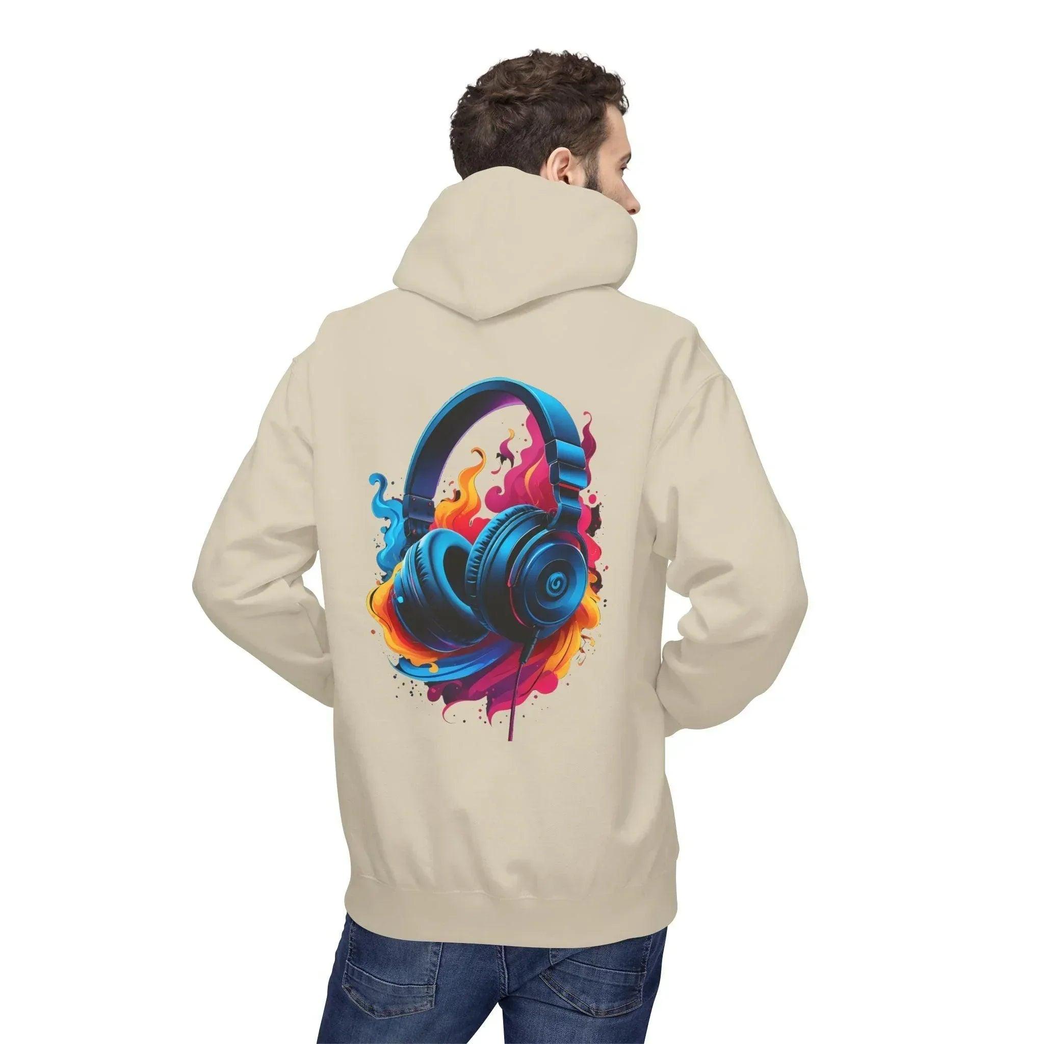 Artistic Vibes Fleece Hoodie with Headphone Design - Ultimate Comfort & Style
