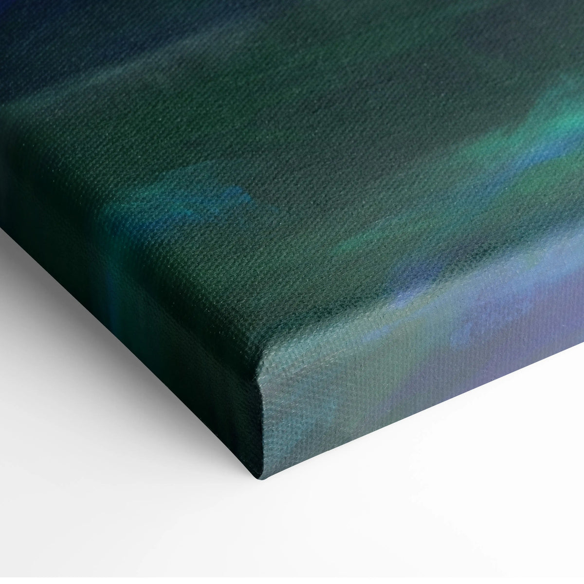 Aston Martin Valkyrie inspired car wall art canvas print with textured deep green and blue abstract design and iridescent highlights