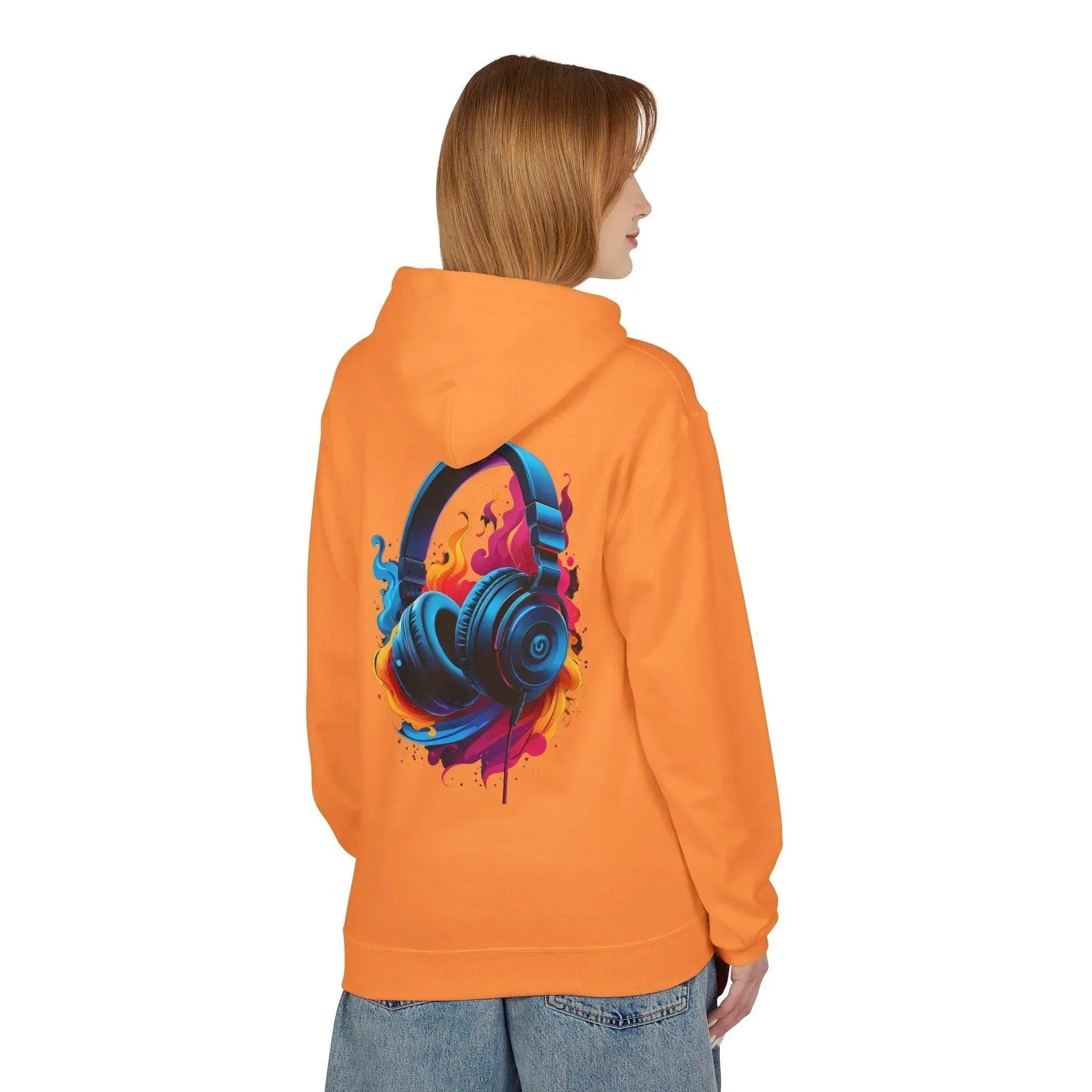 Artistic Vibes Fleece Hoodie with Headphone Design - Ultimate Comfort & Style