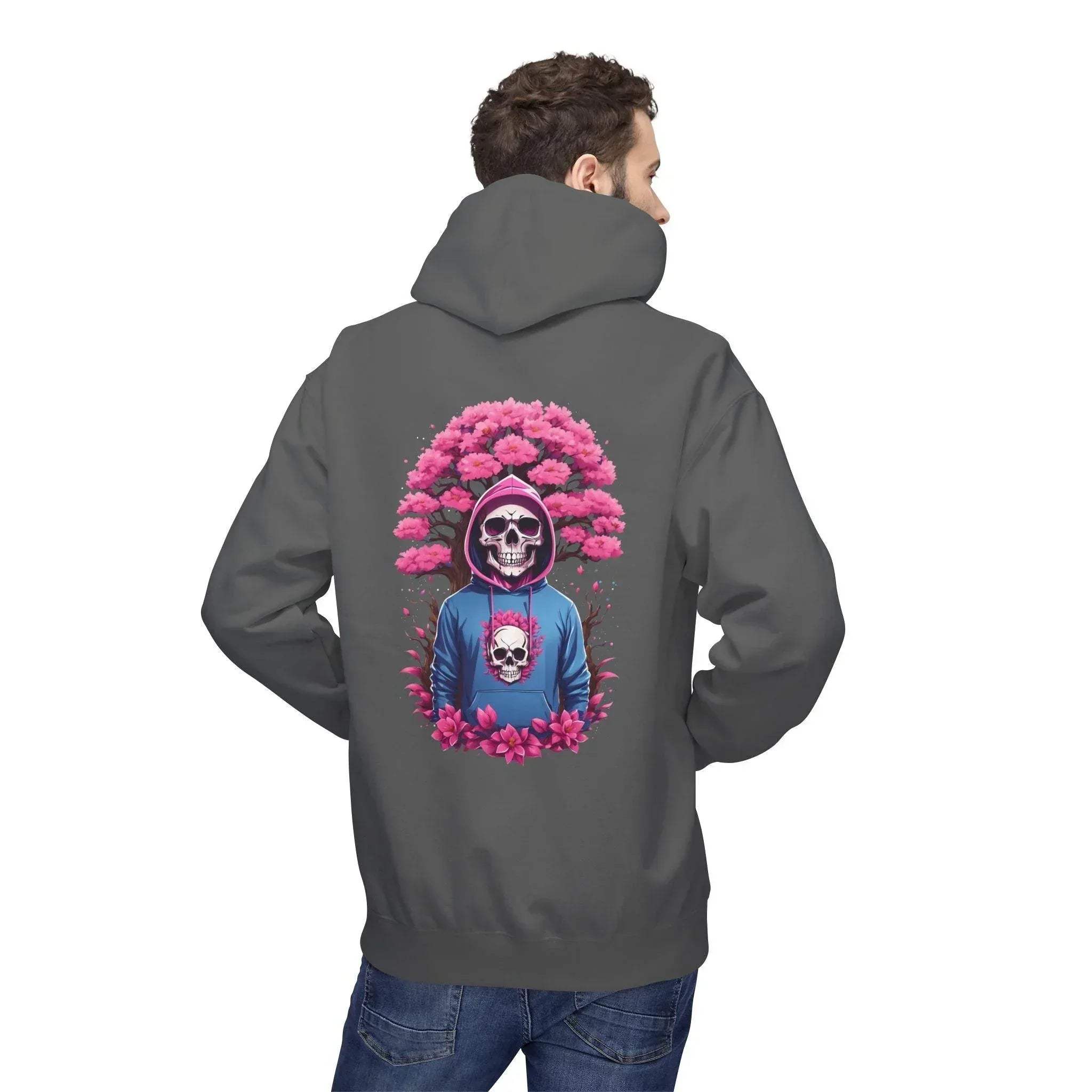 Cozy Chic Skull & Pink Floral Fleece Hoodie