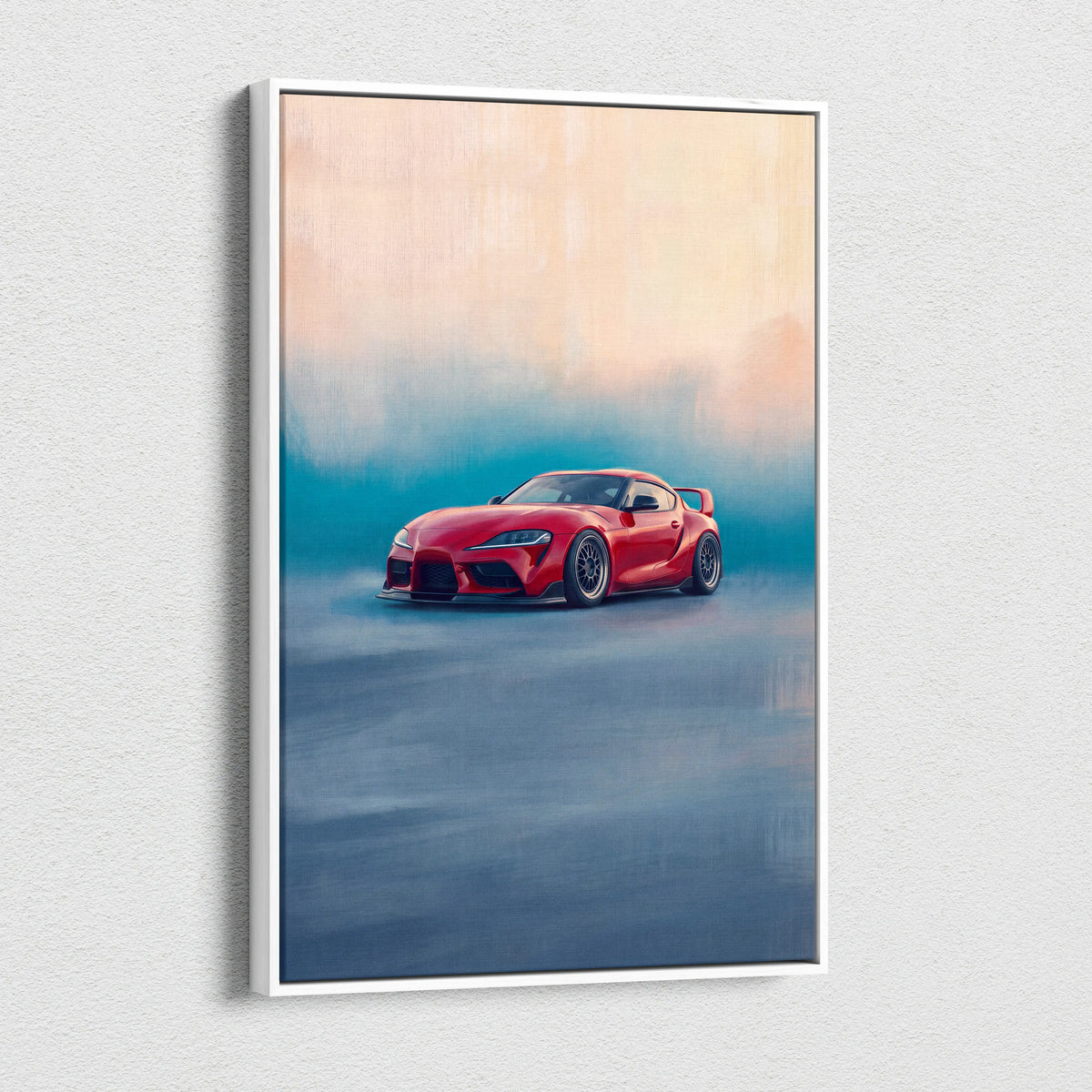 Toyota Supra Inspired Automotive Wall Art - Red Sports Car Canvas Print for Modern Living Room