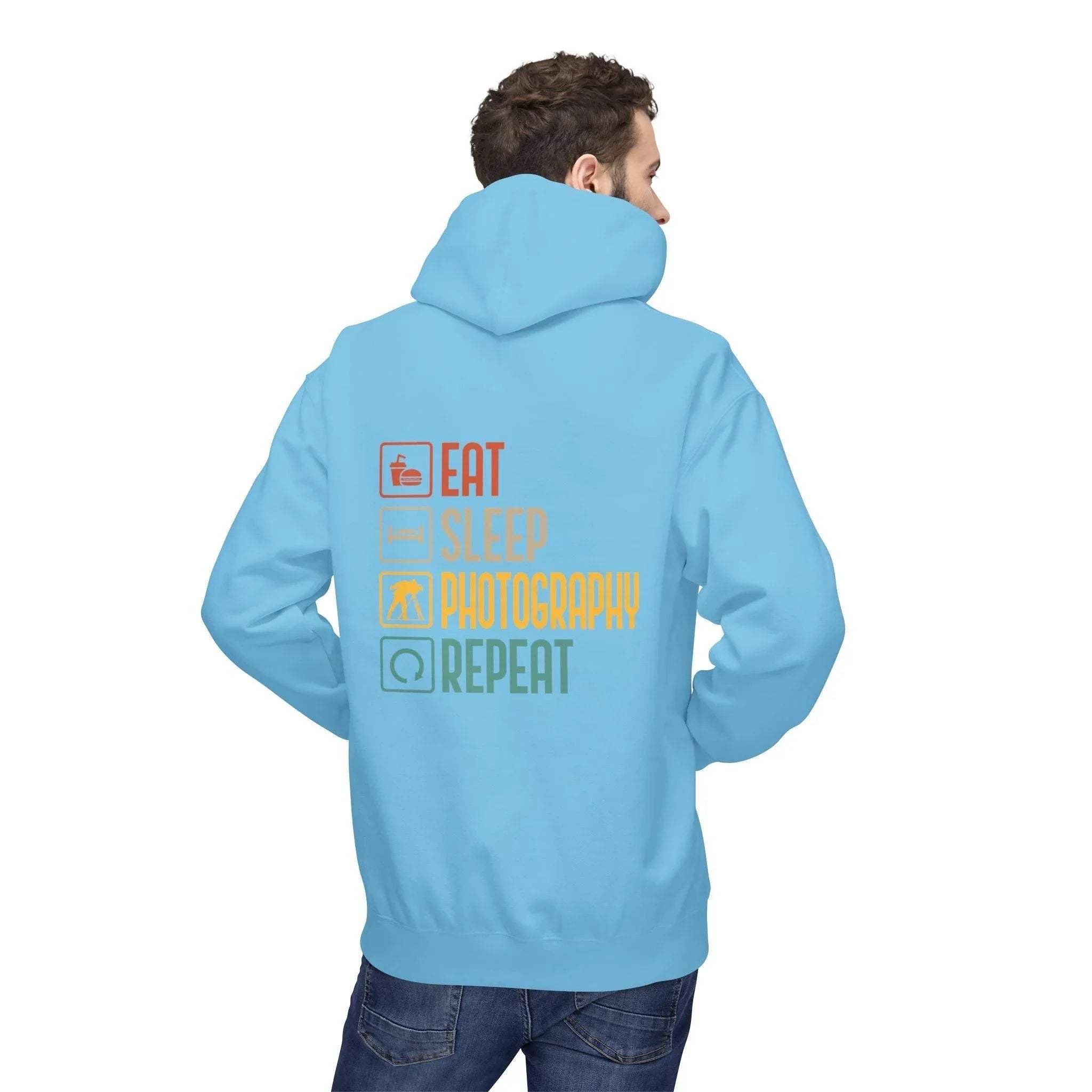 Cozy Photography Lover's Fleece Hoodie: "Eat, Sleep, Capture, Repeat"