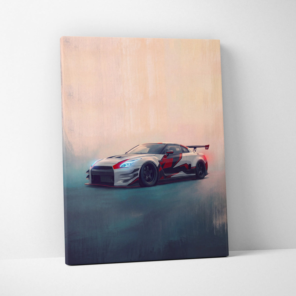 Nissan GT-R Inspired Car Wall Art - Track Racing Vehicle Canvas Painting for Home Decor