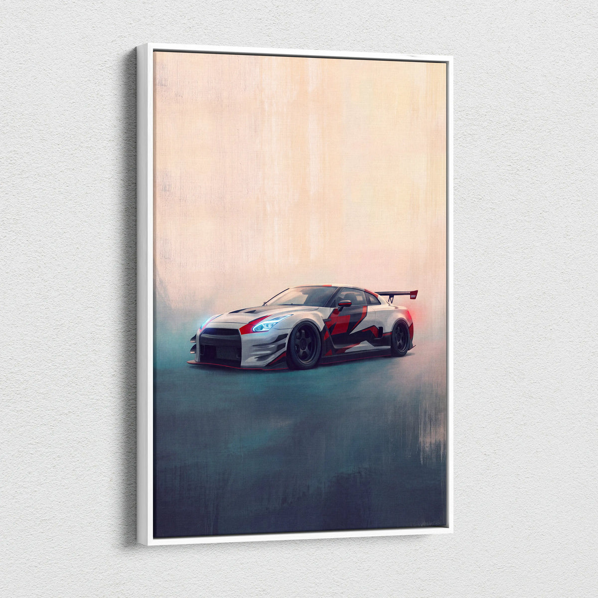 Nissan GT-R Inspired Car Wall Art - Track Racing Vehicle Canvas Painting for Home Decor