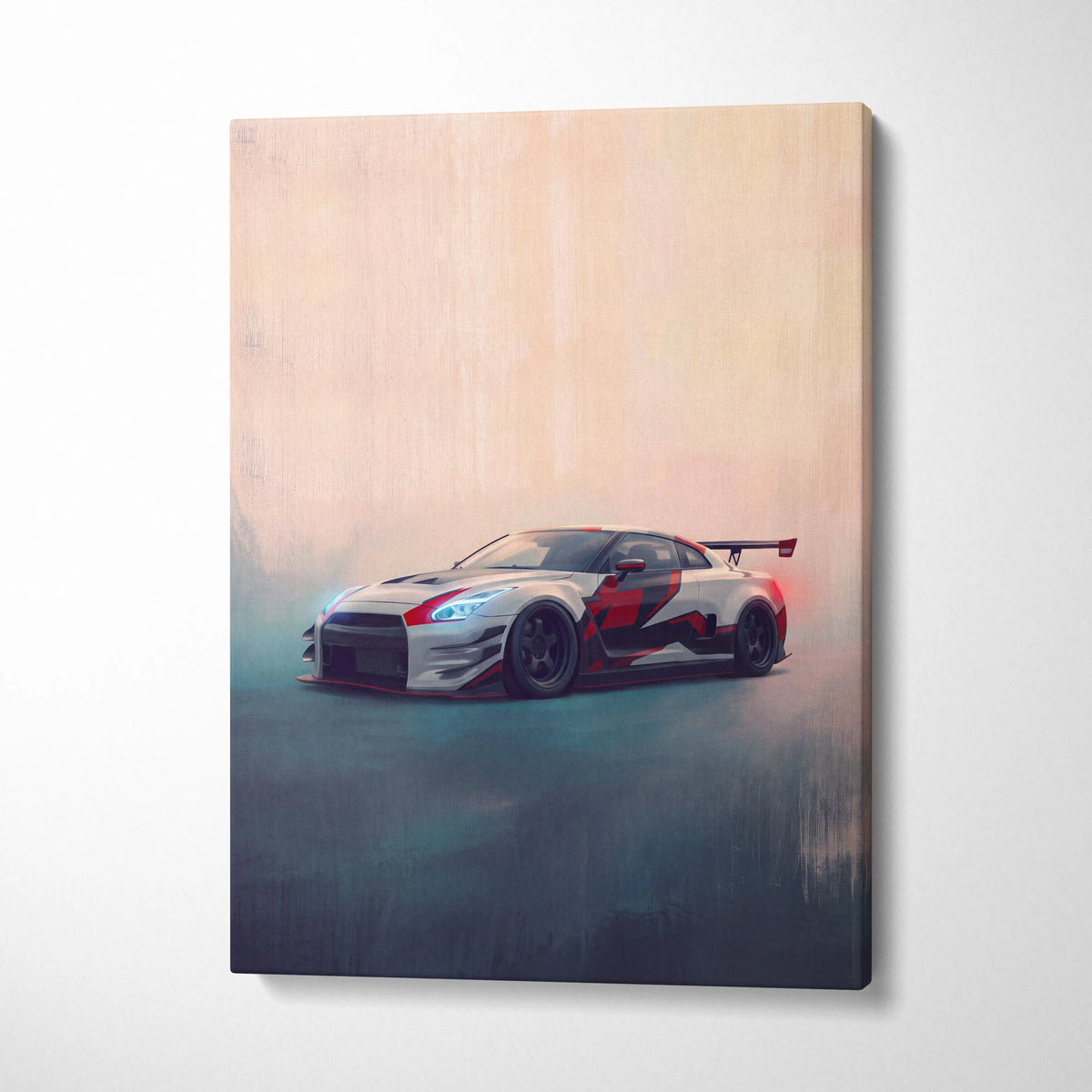 Nissan GT-R Inspired Car Wall Art - Track Racing Vehicle Canvas Painting for Home Decor