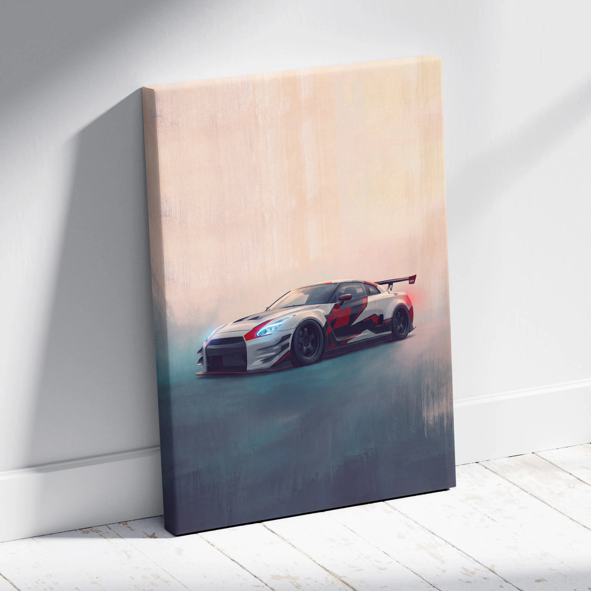 Nissan GT-R Inspired Car Wall Art - Track Racing Vehicle Canvas Painting for Home Decor