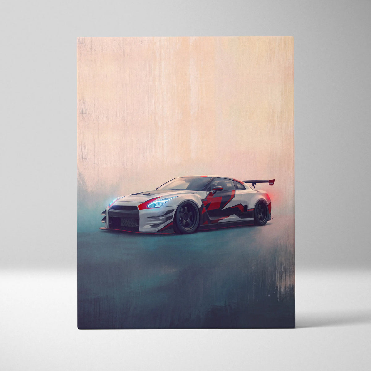 Nissan GT-R Inspired Car Wall Art - Track Racing Vehicle Canvas Painting for Home Decor