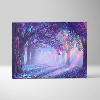 Neon Forest Vaporwave Canvas - Forest Neon Purple Blue Bedroom Vaporwave Dreamy Retrofuturism Neon Wall Art Canvas