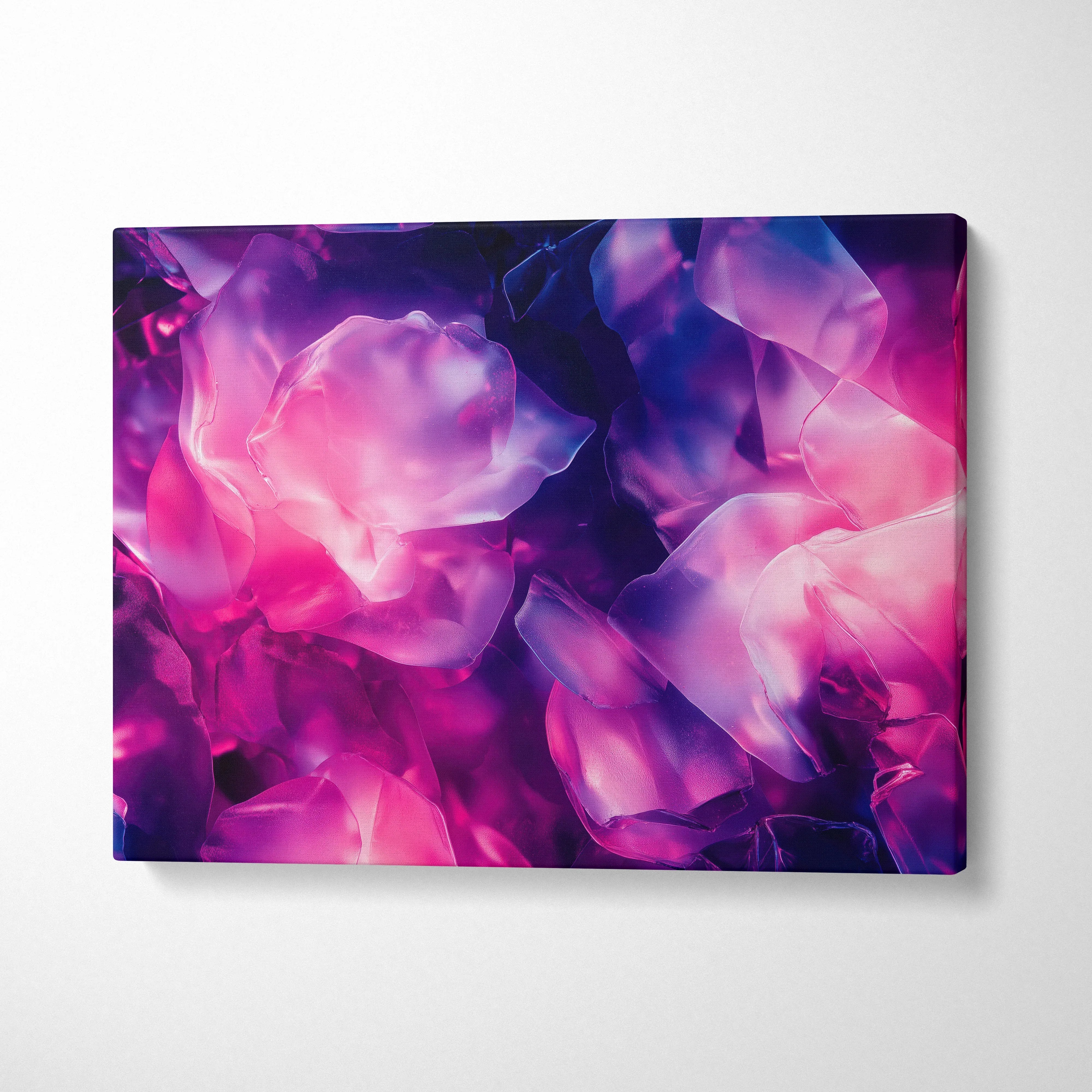 Abstract digital art canvas wall art with swirling pink and purple tones, modern canvas art decor.