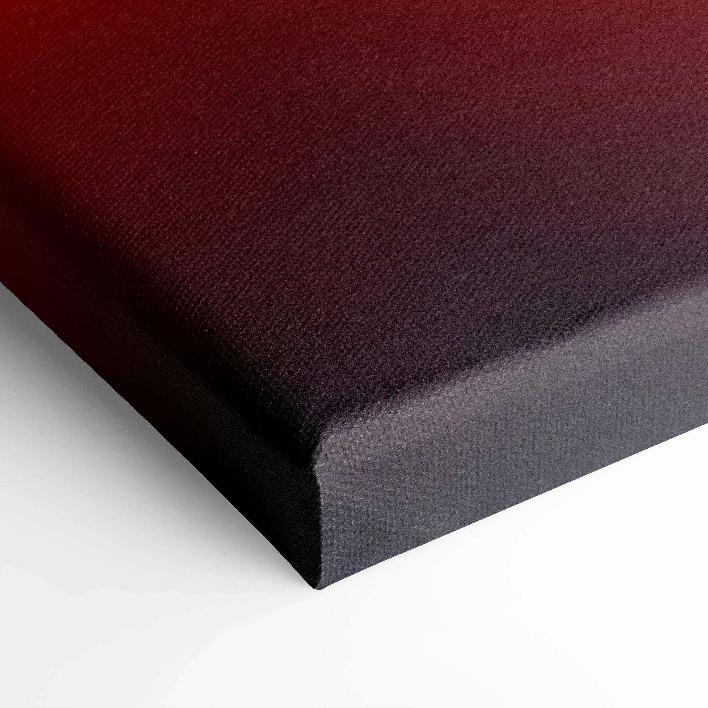 Close-up of a canvas art print with a smooth gradient from deep red to dark purple tones, showcasing vibrant abstract.