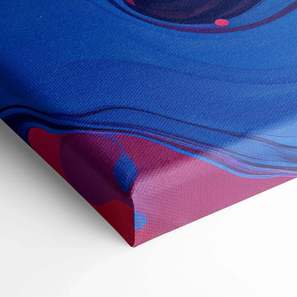 Abstract vibrant blue and red digital canvas art with fluid shapes and smooth texture wall art detail.