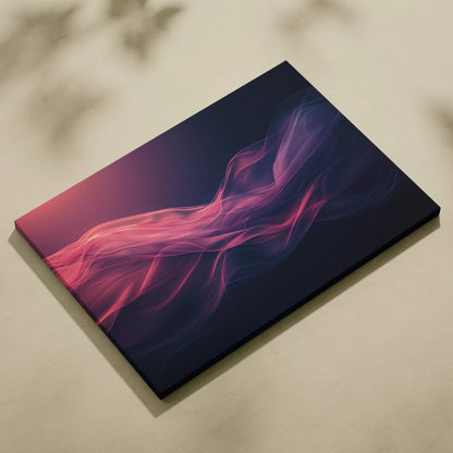 Abstract purple and pink digital flames on black background canvas art wall decor.
