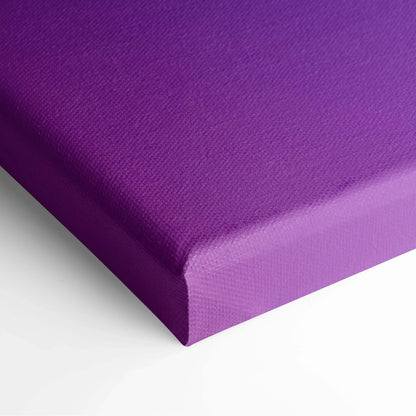 Purple textured canvas corner with vibrant abstract digital art print and clean edges.