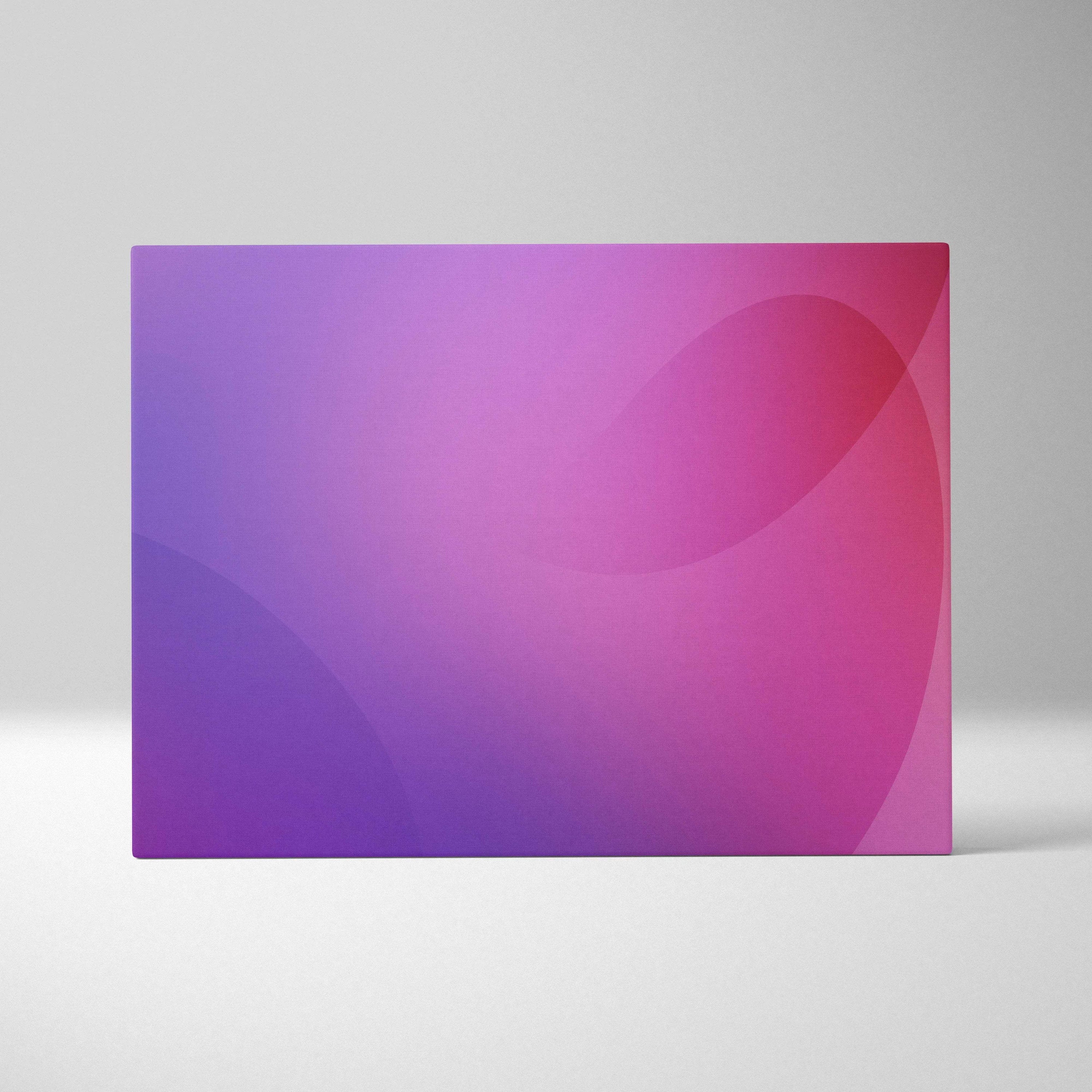 Canvas wall art with smooth gradient blending purple, pink, and red tones featuring subtle abstract curved shapes.