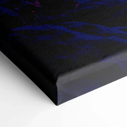 Abstract digital art canvas print with dark blue and black color scheme, textured wall art canvas.