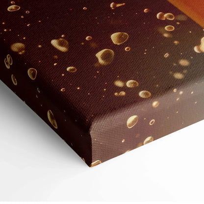 Canvas wall art with chocolate brown background and scattered almond and nut motifs.
