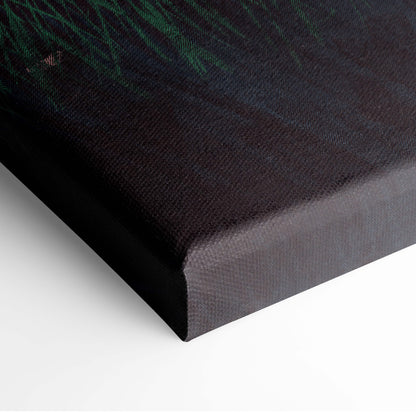 Dark fantasy sorceress black canvas print with textured surface and subtle green abstract patterns for wall art