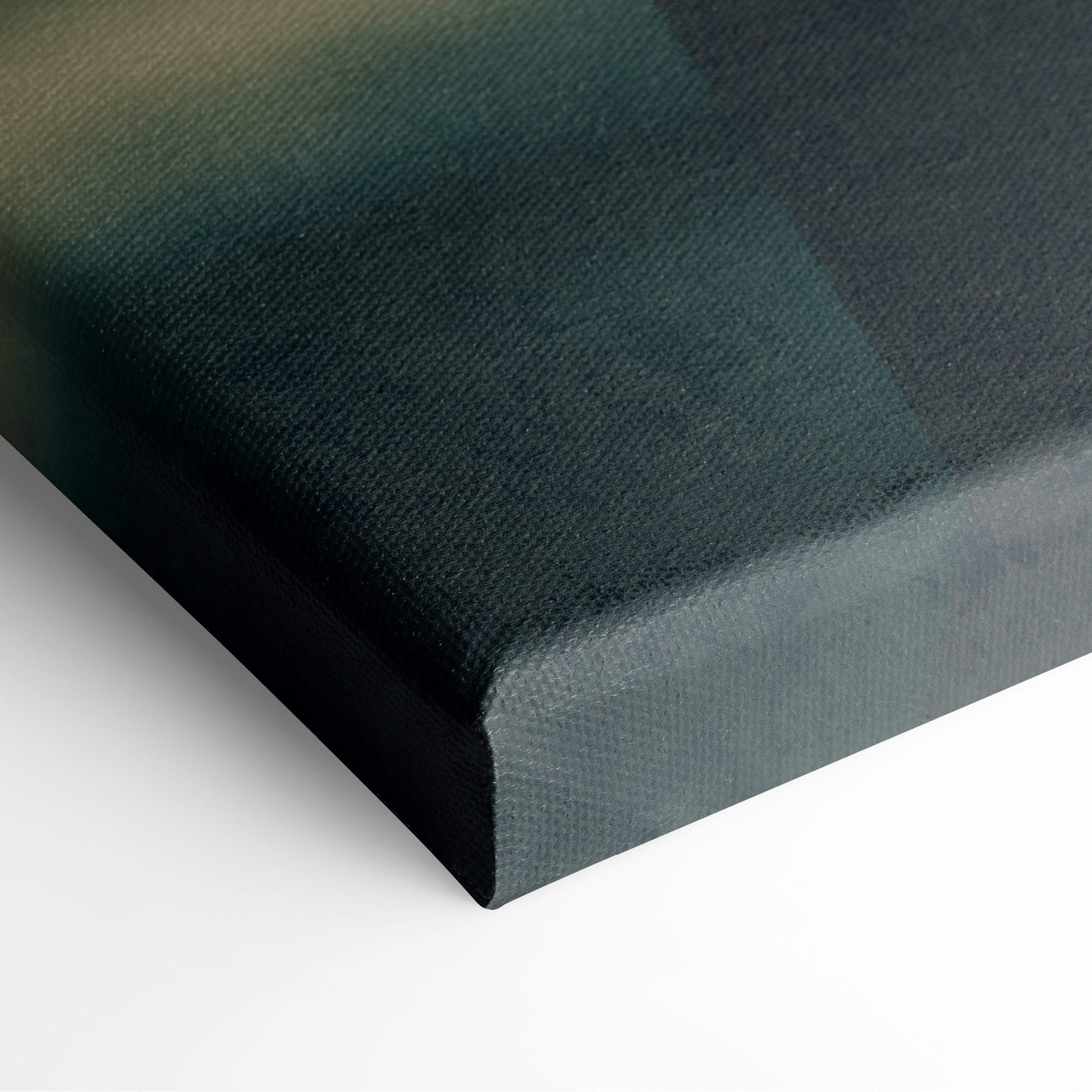 Dark green canvas print with textured woven surface featuring futuristic cyberpunk warrior sci-fi soldier art
