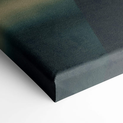 Dark green canvas print with textured woven surface featuring futuristic cyberpunk warrior sci-fi soldier art